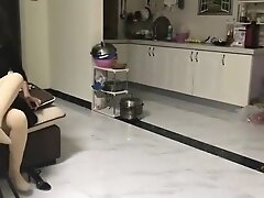 Chinese beauty puts on ultra thick tights to support her sprained ankle