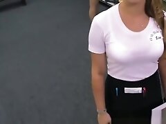 Real pawnshop babe doggystyled for quick cash