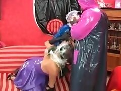 Kinky femdom fun with nylon masks and a strapon