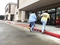Curvy big butt latina in light jeans gets marked