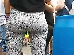 wow white bubble butt!! in designer leggings jiggling!!