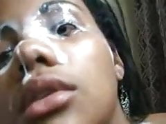 Indian girl blows with cum covered fac