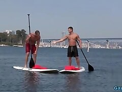 Muscle gay flip flop with cumshot